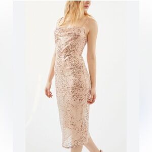 Finders keepers rose gold sequins sheath dress size small no slip